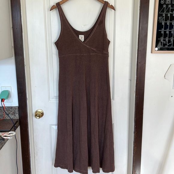 Victoria's Secret Dresses & Skirts - Victorias Secret Womens Sz M Country 100% Cotton Dress Brown Fit Flair Midi Maxi